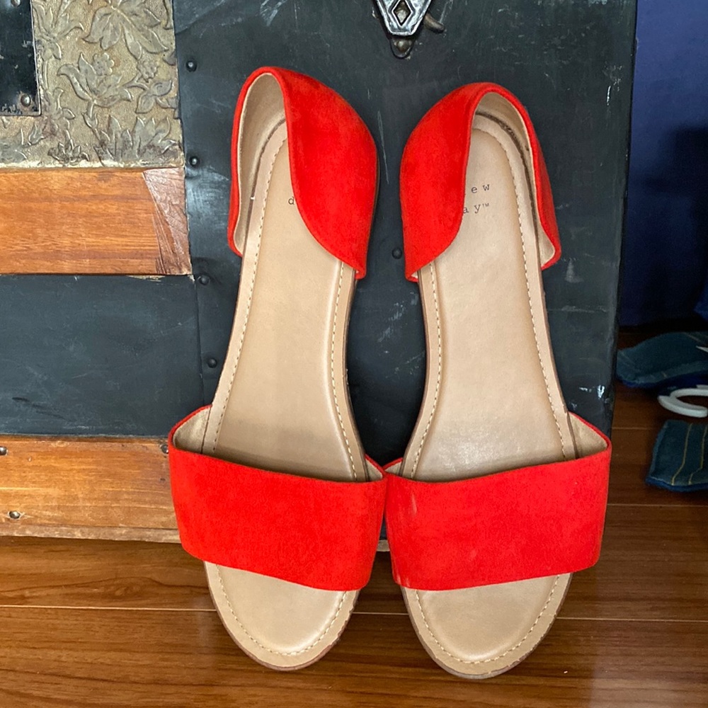 A New Day Women’s Red Flat Sandals, Size 10